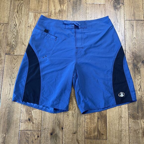 Body Glove Water Repellent Board Shorts Blue Black Mens Sz 34 Polyester - Picture 1 of 7